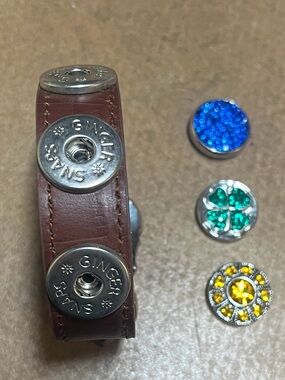 Ginger Snaps Brown Leather Bracelet with 3 Charms
